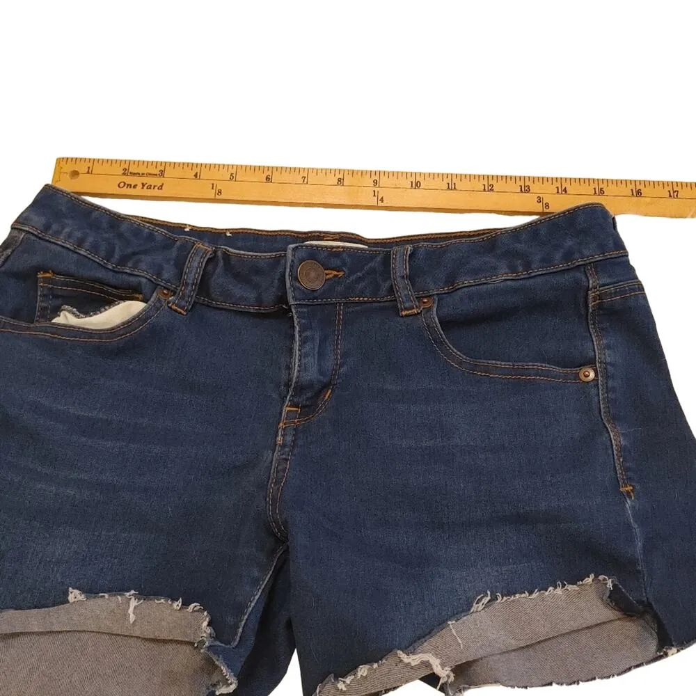 SO Size 11 Jean Shorts Raw Hem Blue Cotton Polyester Summer Cut Off Cotton - Image 8