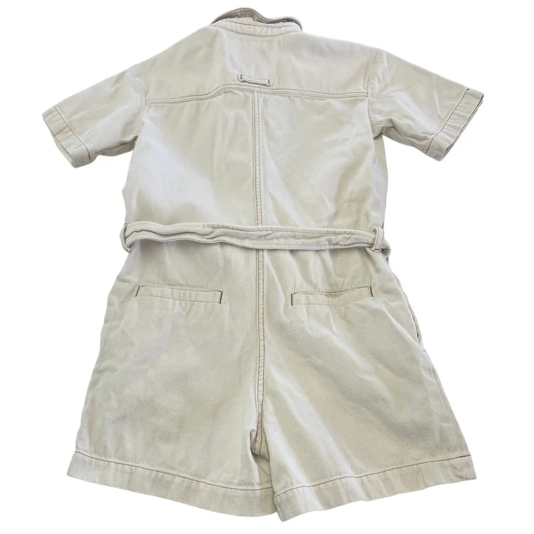 A.P.C. Romper Womens 34 X Small Off White Amelie Button Up Collared Cotton‎ Size XS - Image 3