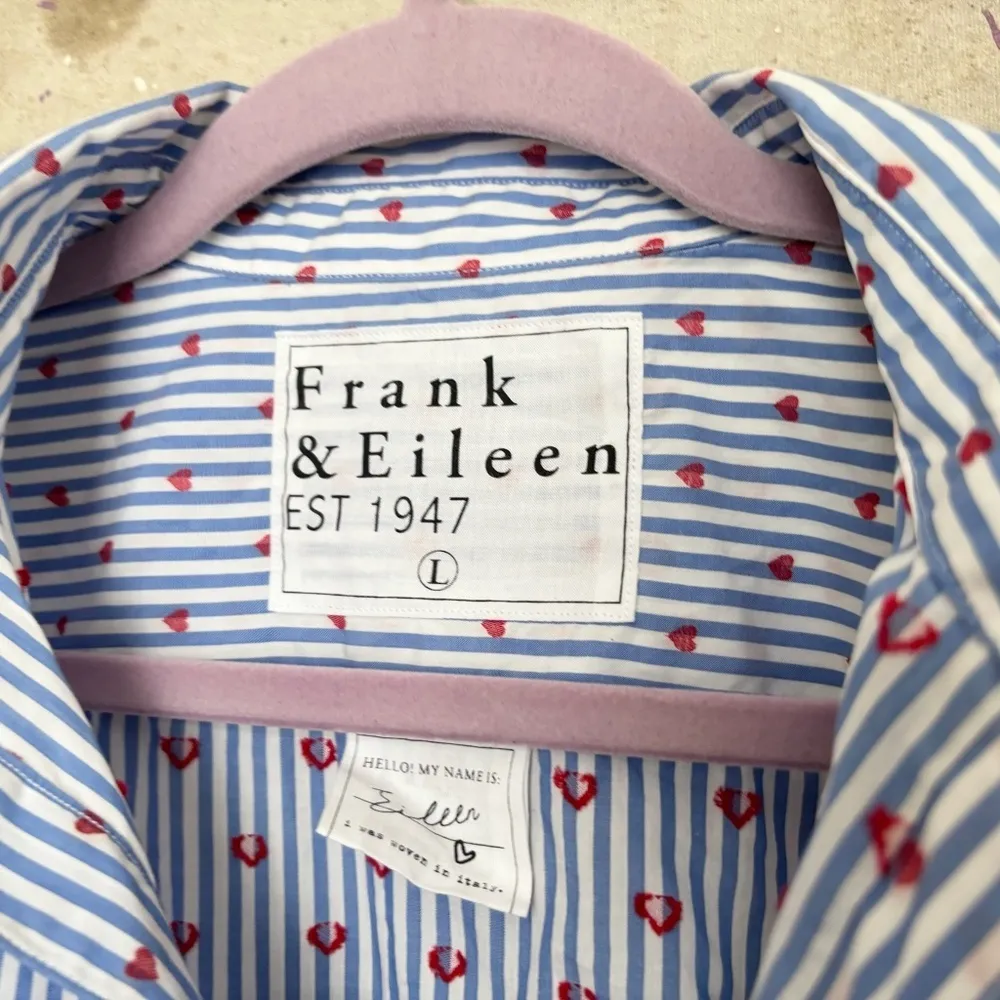 Frank & Eileen Eileen Relaxed Button-Up Shirt, Blue Stripe Hearts - Image 3