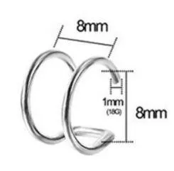 BRAND NEW Set of Stainless Steel Cartilage Ear Cuffs (Double Hoops) Silver - Image 2
