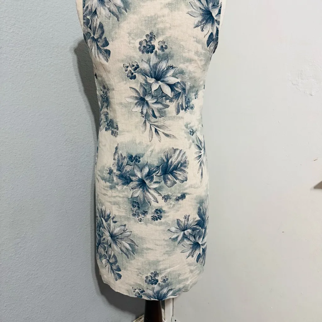 Connected Apparel Women Linen Blend Floral Sleeveless Buttondown Dress Sz 10 - Image 7