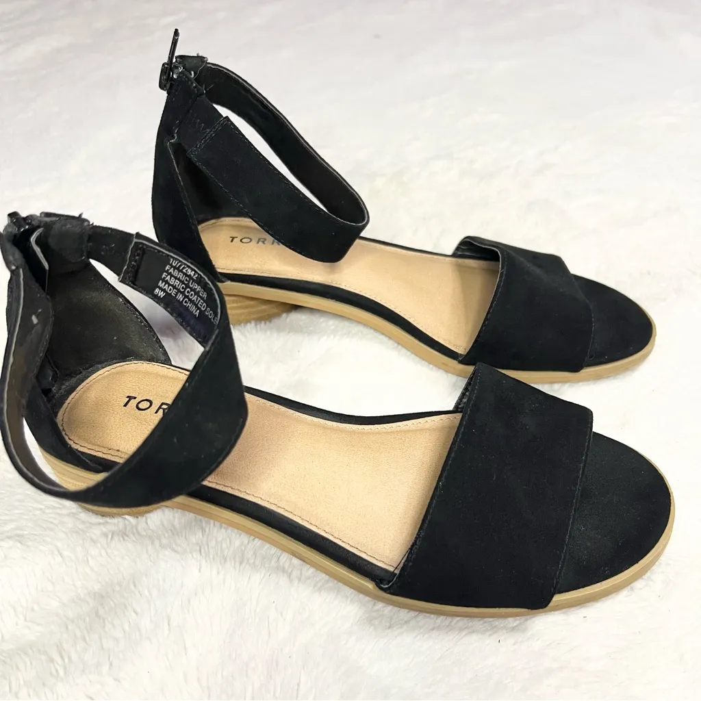 Torrid Black Ankle Strap Mini Heels Sandals Size 8 Wide Width Comfortable Shoes - Image 5
