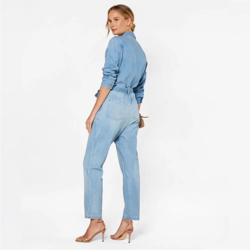 OUTERKNOWN Wyatt Long Sleeve Button Front Denim Jumpsuit Blue Size Medium‎ New - Image 3