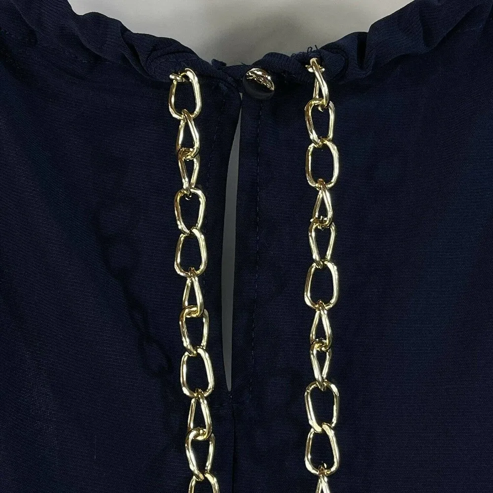 NY Collection Petite Large PL Jumpsuit Chain Accent 3/4 Sleeve Stretch Pockets - Image 6