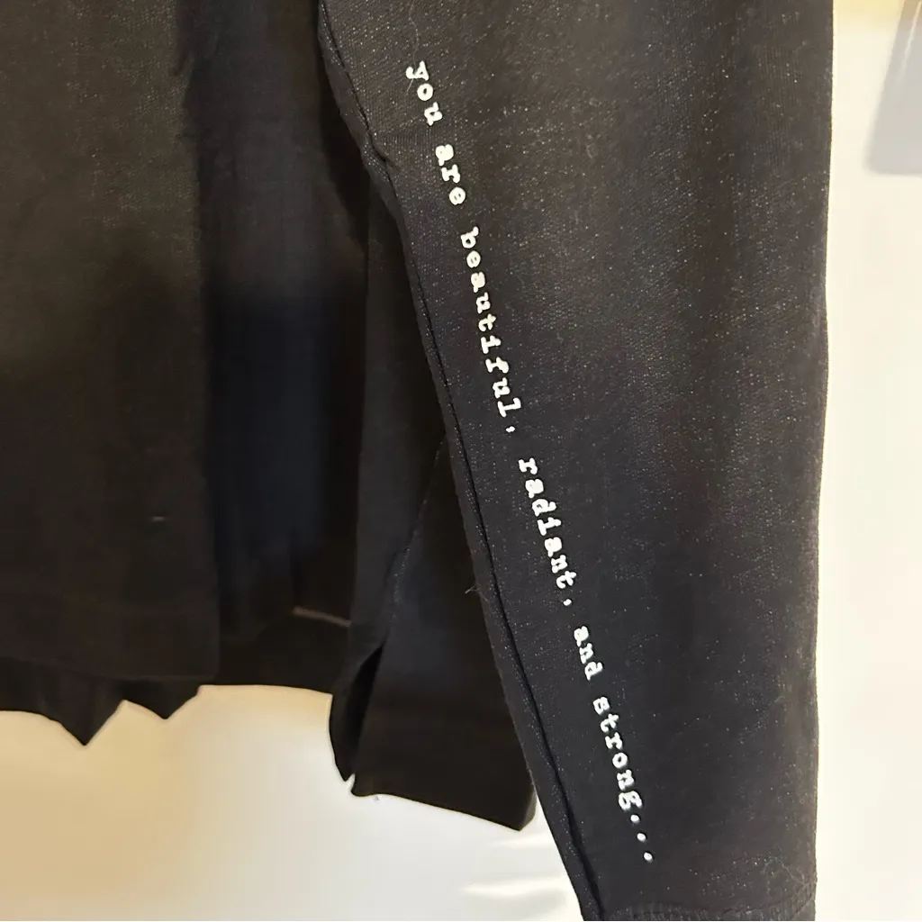 NWT Hue Black Long Sleeve Crewneck Shirt You Are Strong Plus Size 3X - Image 3