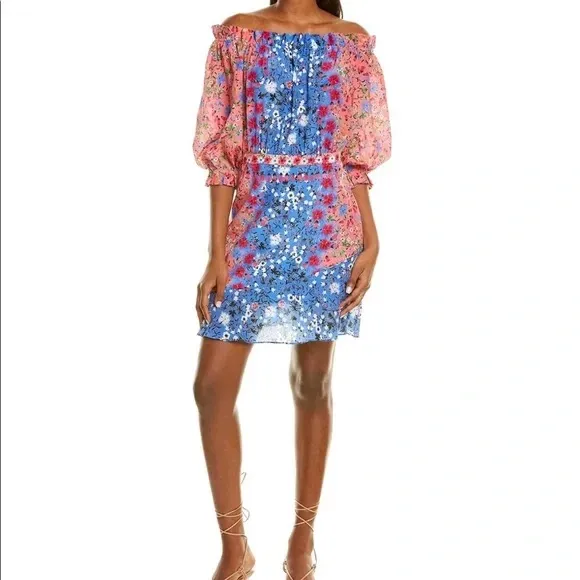 SALONI Grace Mini Dress Foxglove Meadow Silk Off - Image 17