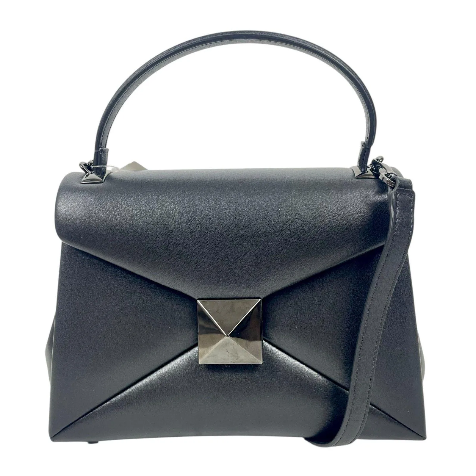 Valentino Garavani One Stud Small Top Handle Leather Flap Bag Black - Image 1