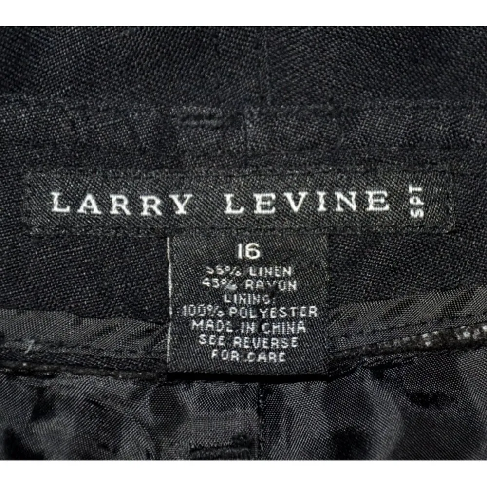 Larry Levine Black Cropped Ankle Linen Blend Pants Size 16 Casual Cargo Pocket - Image 7