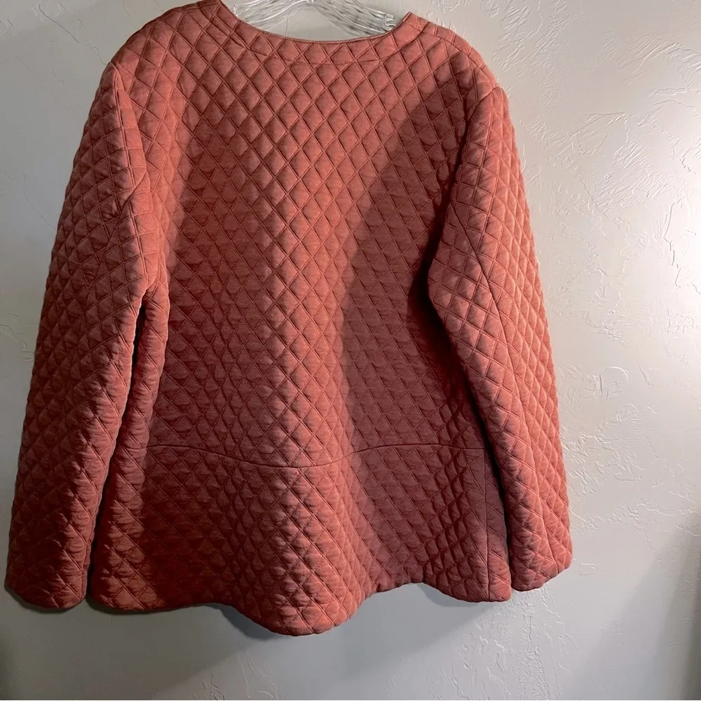 Salmon Quilted Front Knit Jacket - Image 8