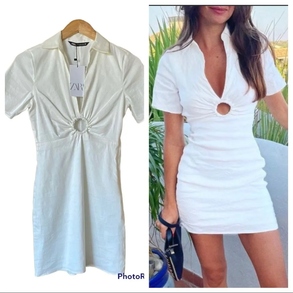 Zara NEW white linen dress - Image 2