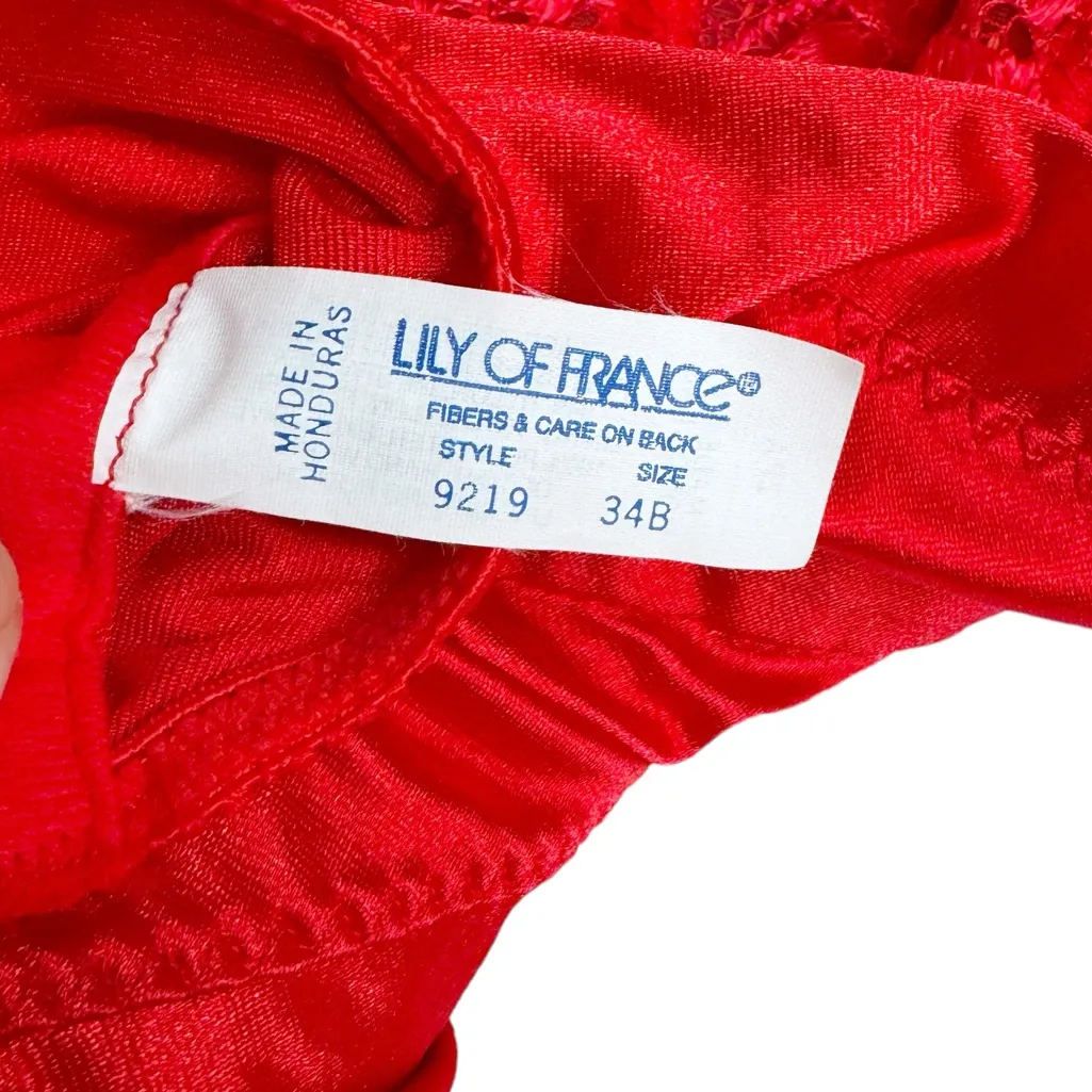 LILY OF FRANCE RED BUSTIER SZ 34B - Image 3