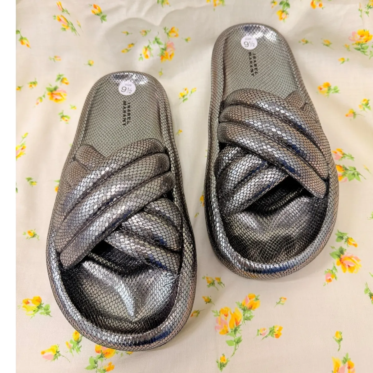 Isabel Marant‎ SILVER ‘Niloo’ Leather Slides Spring Summer Loud Instagram US 9.5 - Image 6
