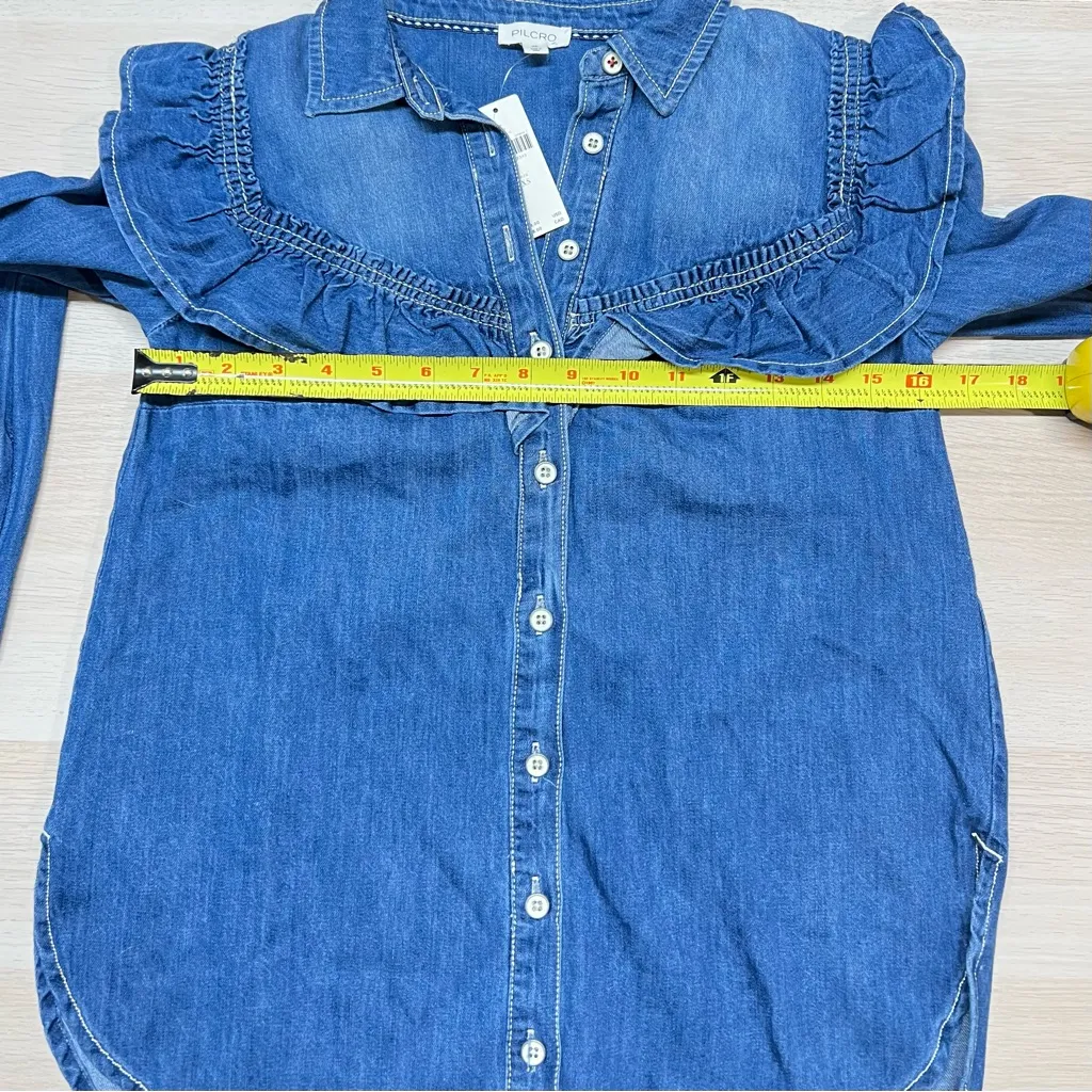 Pilcro Ruffled Chambray Button Down - Image 6