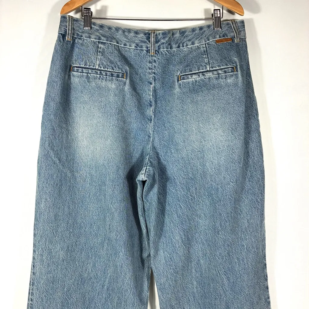 Zimmermann Illustration Pleated Wide Leg Jeans Neptune Blue AU 4 US 12 NWT - Image 17