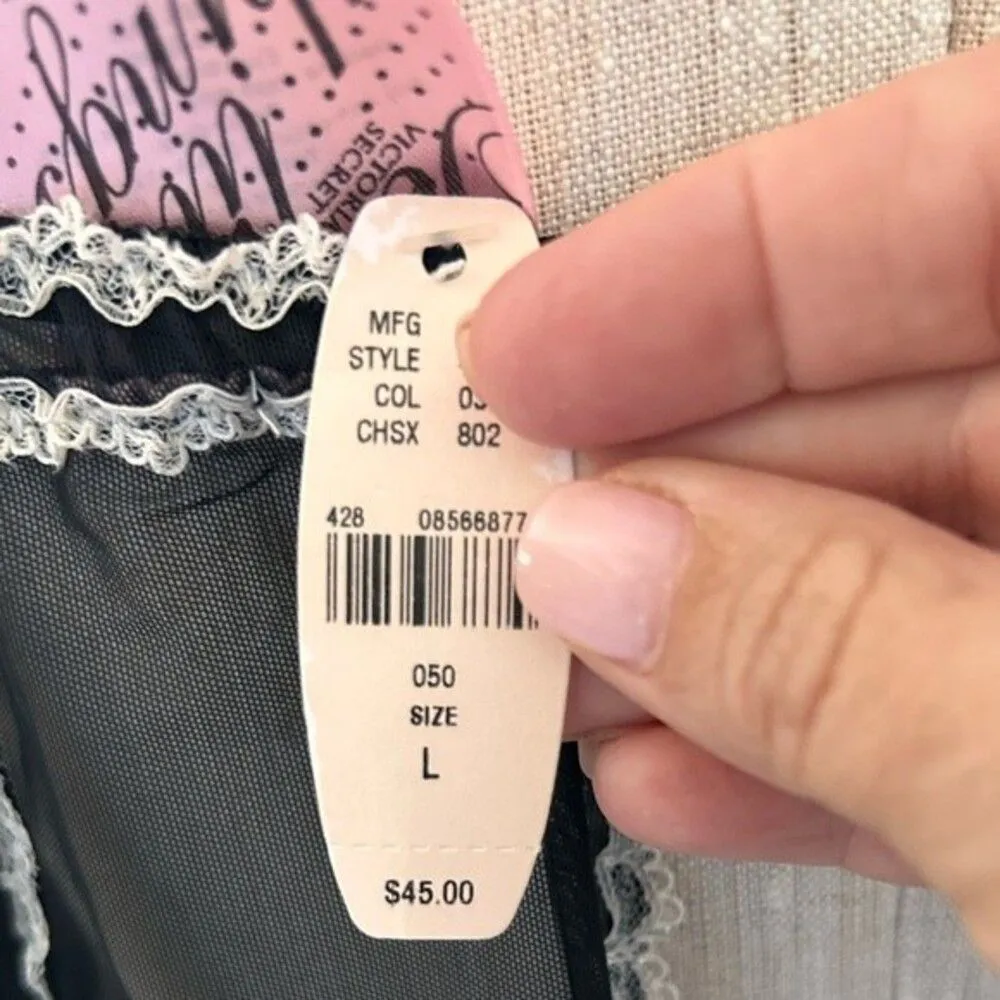 NEW Victoria’s Secret Black Sheer Babydoll with Lace Trim size Large - Image 7