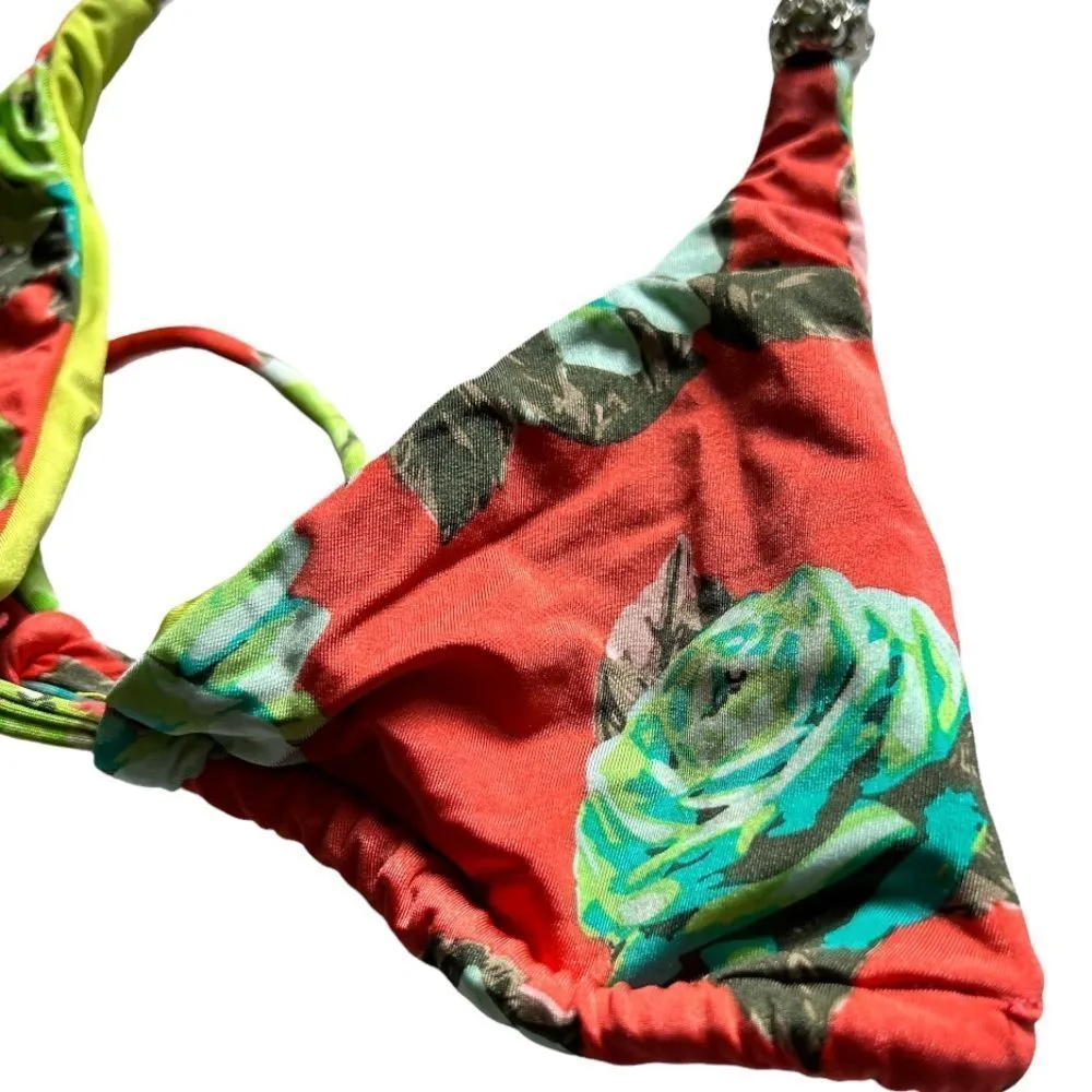 Beach Bunny Bronze Floral Triangle Bikini‎ Top - Image 2