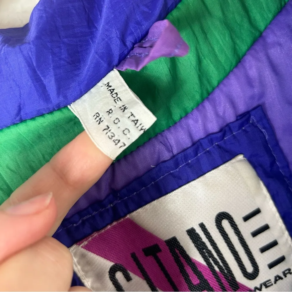 Vintage Gitano 90’s Retro Color Block Ski Winter Coat Puffer Jacket Size S Purple - Image 4