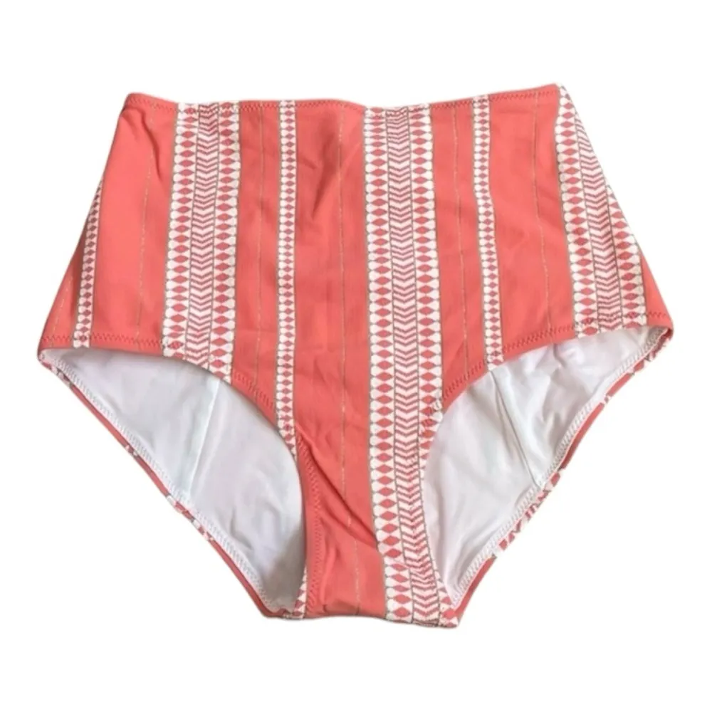 Lemlem Lucha Coral Ethiopian Print High Waisted Bikini Bottom NWT Size Small - Image 3