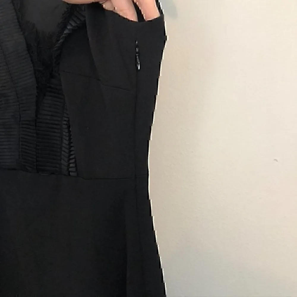 NEW NWT JULIA JORDAN Solid Black Pleated Lace Sleeveless Fit Flare Party Dress 6 - Image 9