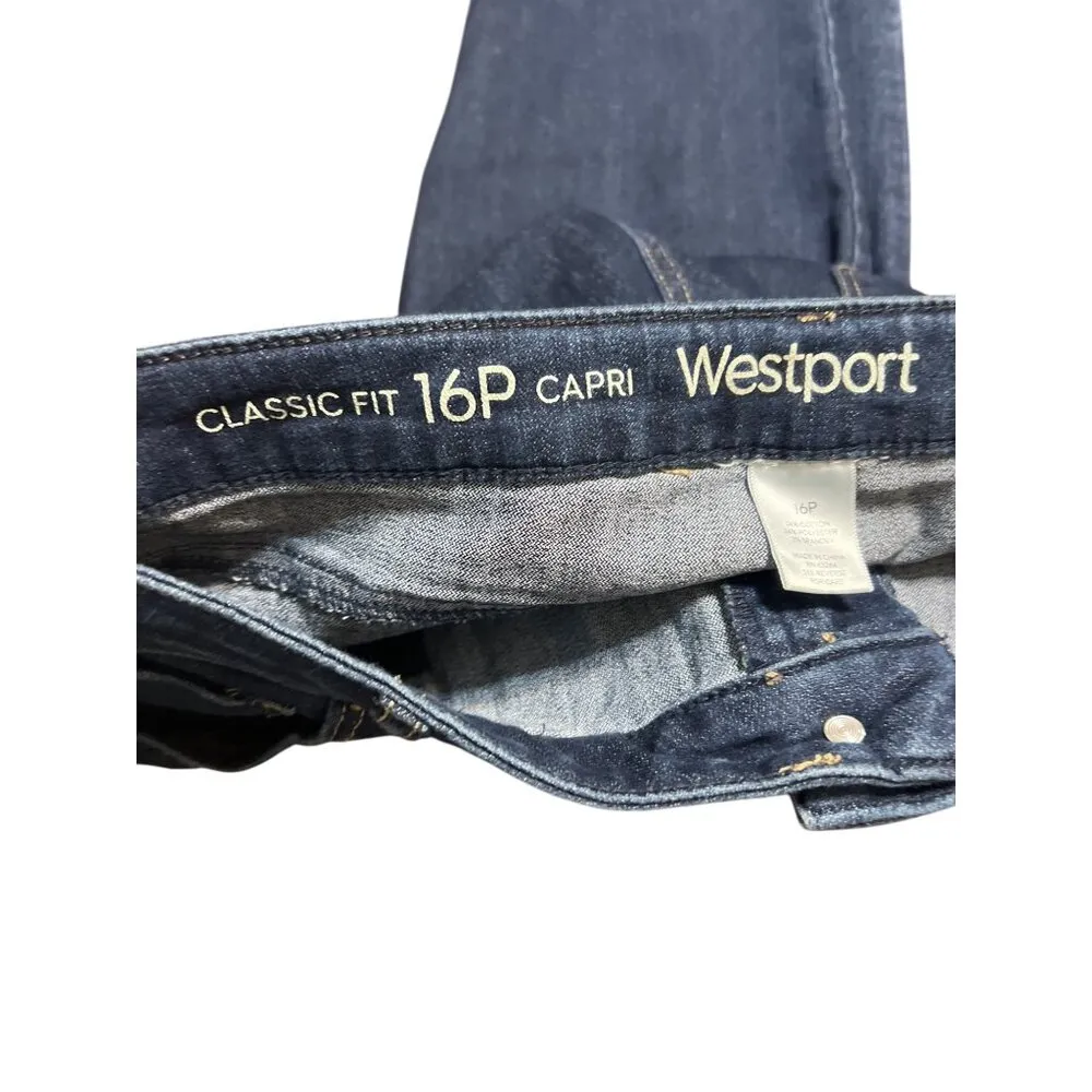 Westport Classic Fit Capri Jeans Denim Blue Casual Size 16 P Petite - Image 4