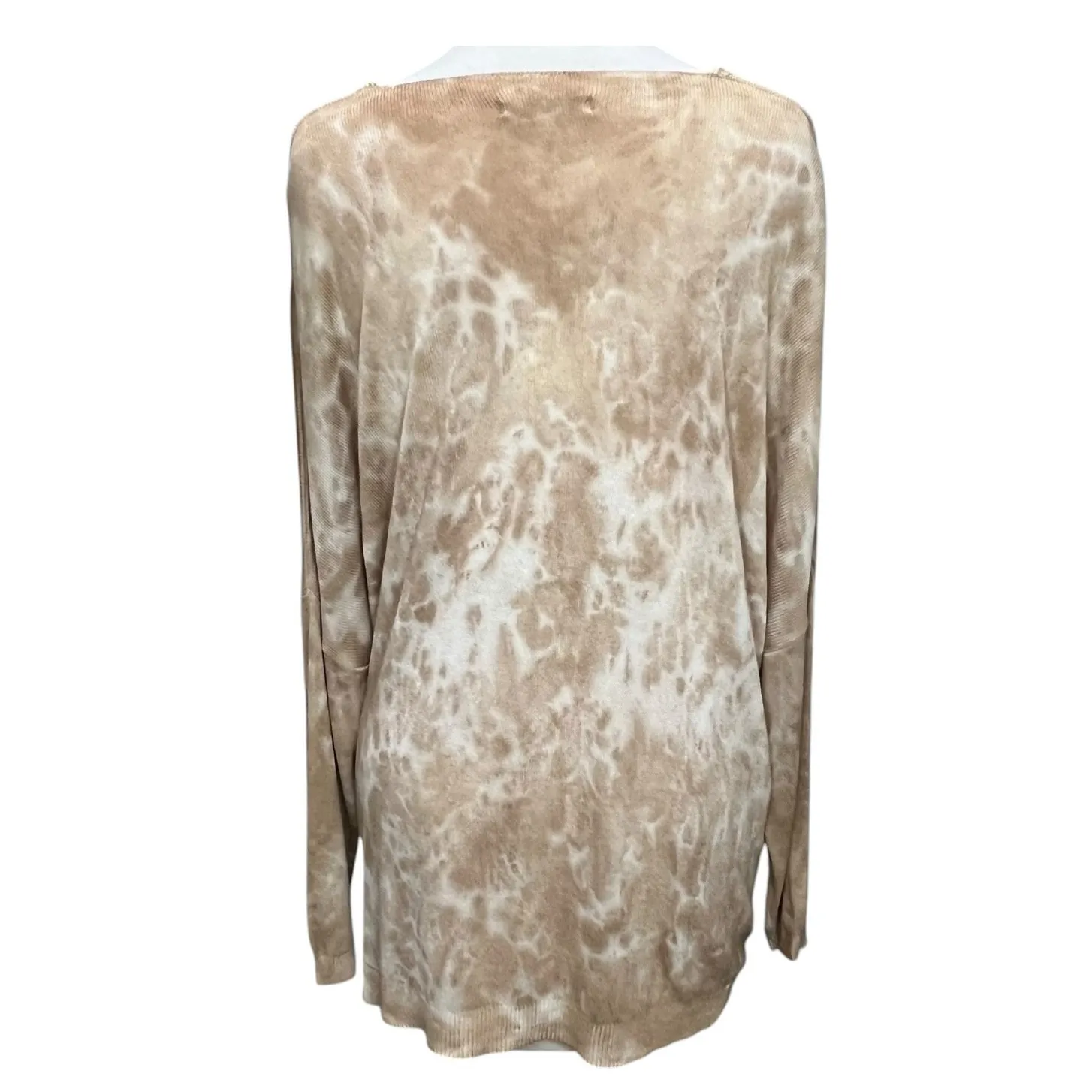 Tempo Paris Sweater Womens S/M Cream Brown Natural Tie Dye Relaxed Boho Chic - Image 5