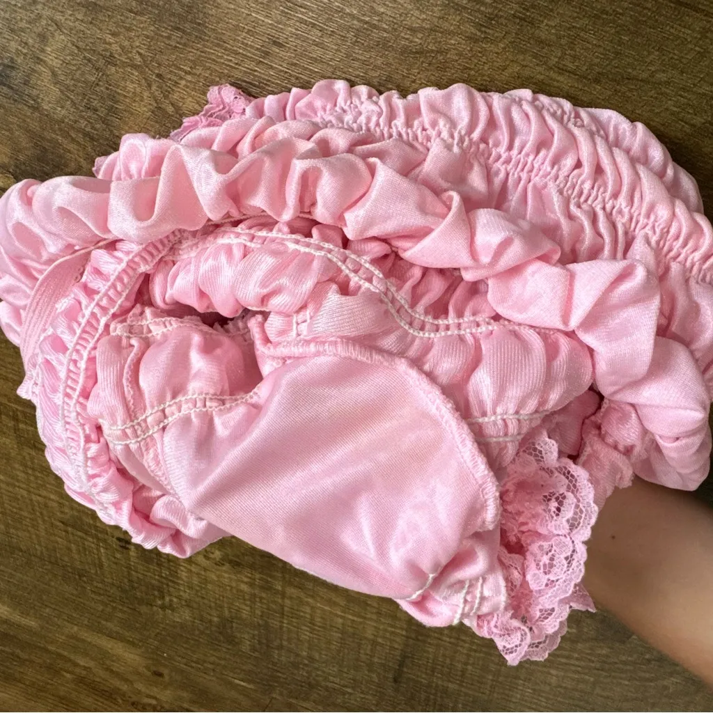 Vtg Fantasia Pink Ruffle Bloomers Shorts Sz Large 80s Stretch High Rise - Image 11
