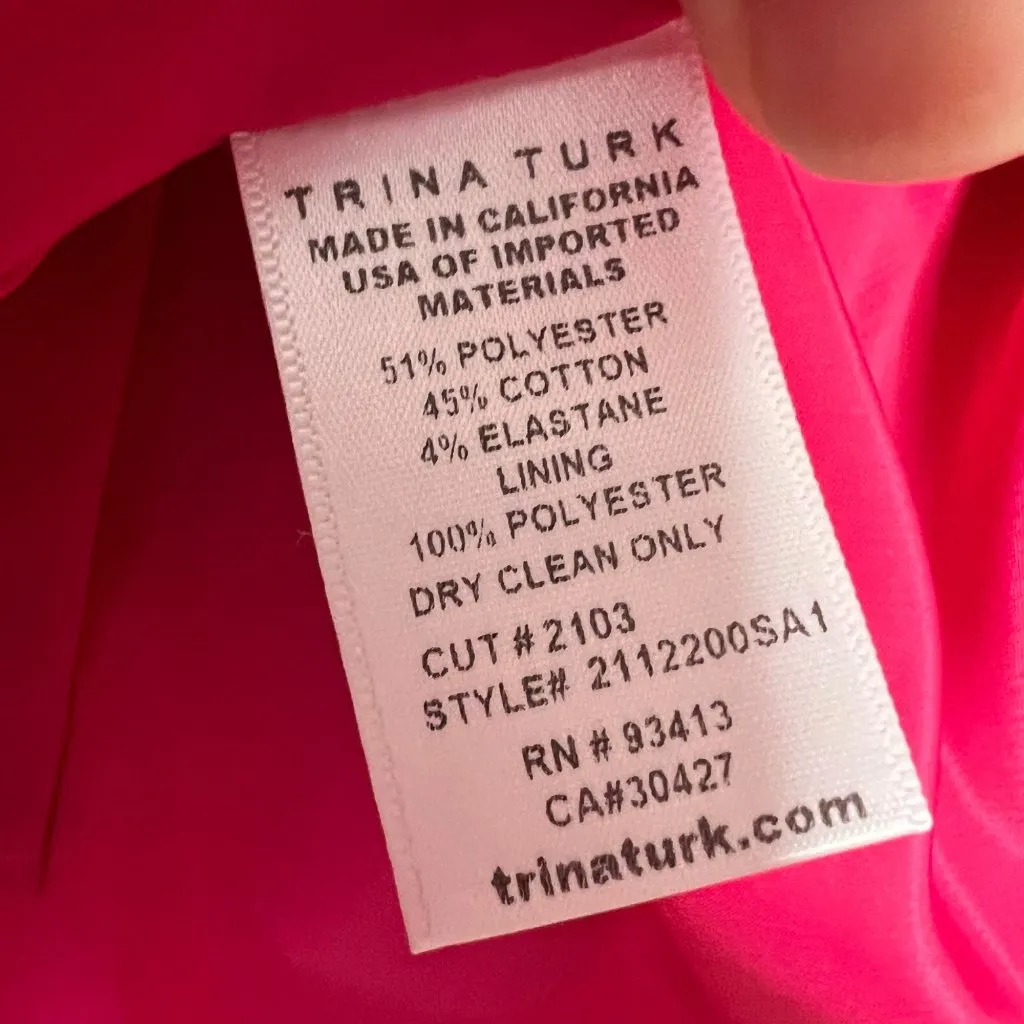 Trina Turk Swank Skirt Size 0 Pleated Midi Bright‎ Pink A-Line Full Lined NWT - Image 5