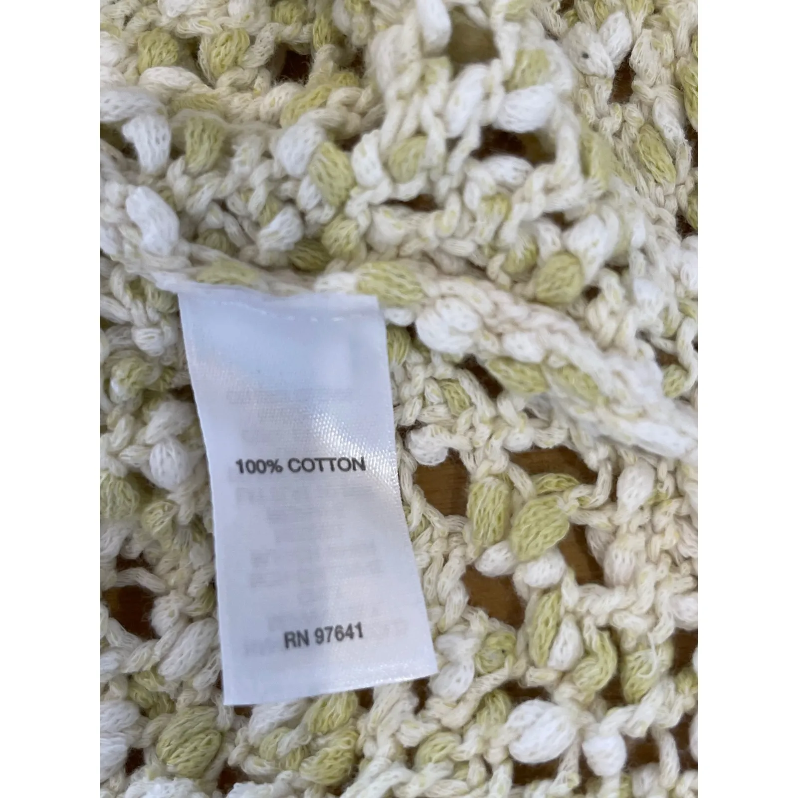 J. Jill Crochet Knit Top Cream Green V Neck 3/4 Sleeve Lightweight Sweater‎ Med - Image 4