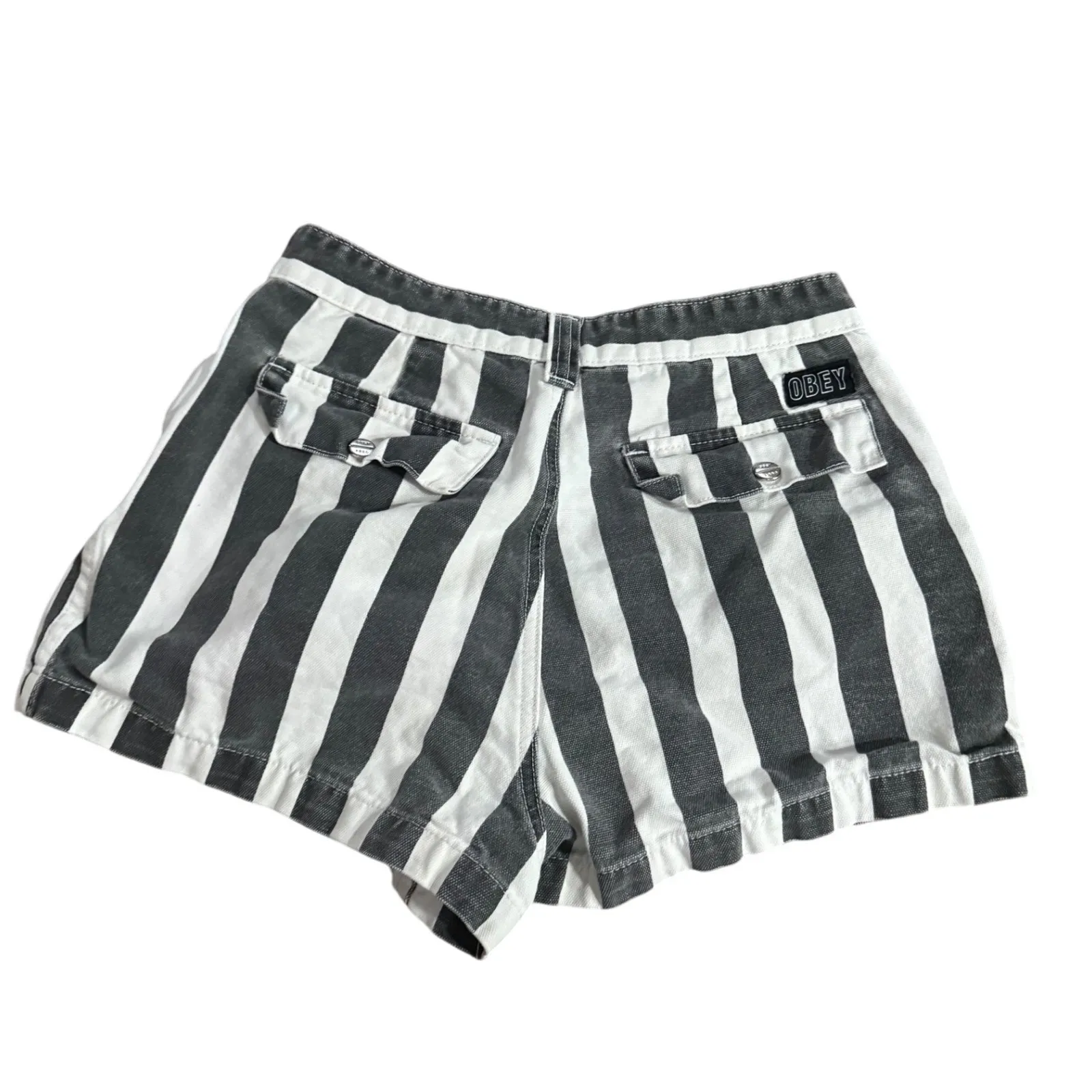 Obey Worldwide Striped Shorts Women's Size 28 Casual Everyday - Image 2