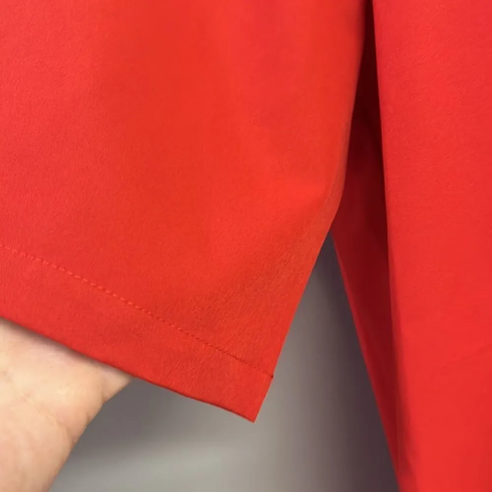 Flawless Red High Low Elbow Sleeve Pullover Blouse with a Curved Hemline- Med - Image 5