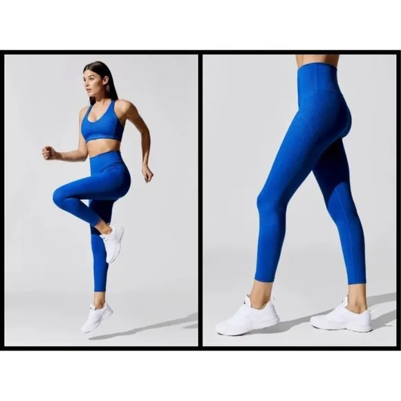💕CARBON38💕 Shine Powder Set Cross Back Bra + 7/8 Legging Cobalt Blue Large NWT - Image 2