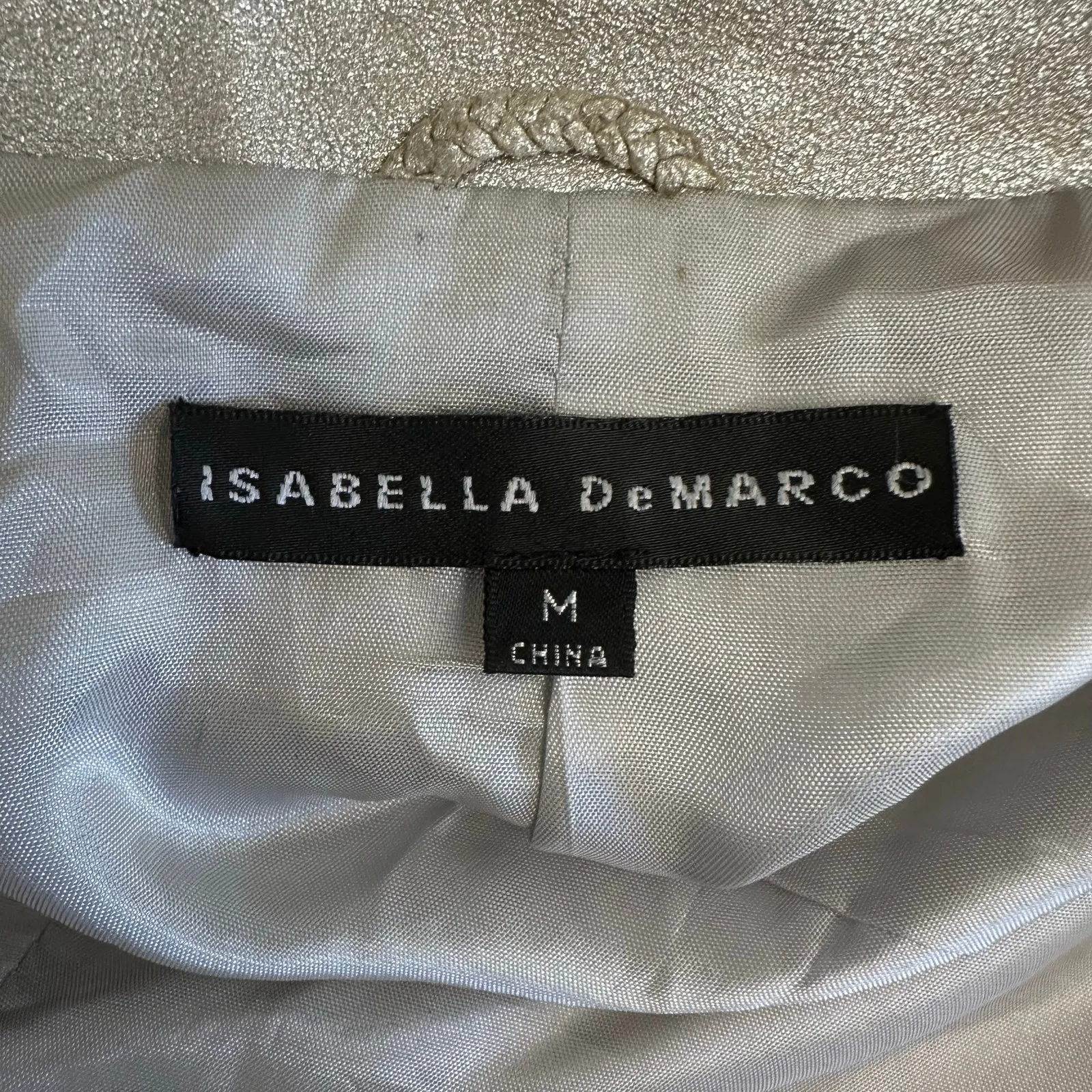 Isabella DeMarco Metallic Silver Genuine Leather Blazer Jacket Size M Size M - Image 2