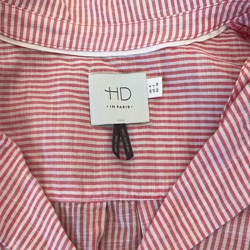 Anthropologie Hd in Paris summer seersucker candy cane stripe sleeveless blouse - Image 7