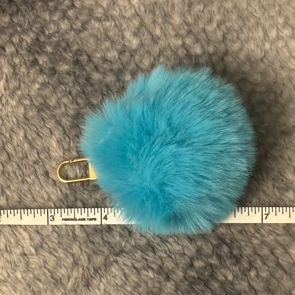 Blue Fluffy Pom Pom Keychain - Image 4