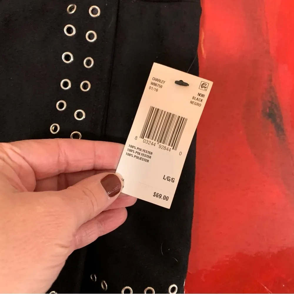 NEW Buffalo David Bitton Faux Suede Black Grommet Skirt Size Large L Rtl $69 - Image 3