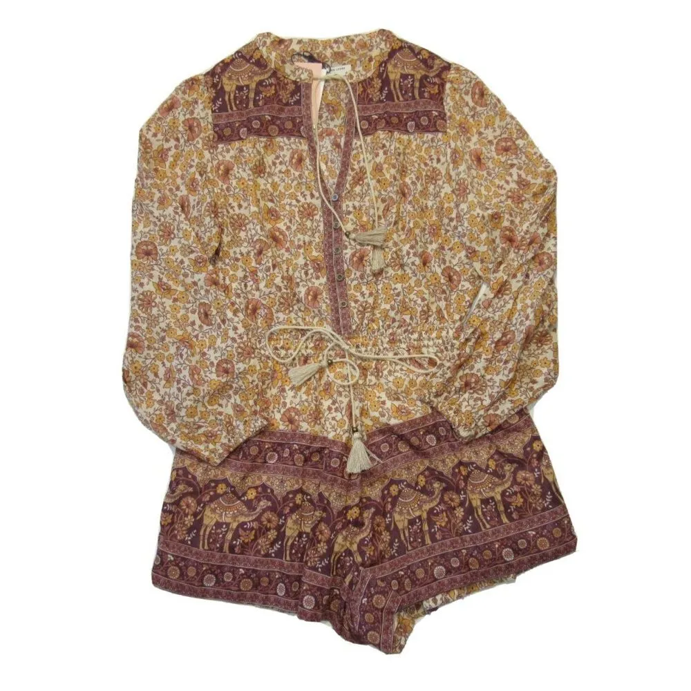 NWT SPELL & the Gypsy Collective Sundown Romper in Spice Button Down 1-Piece S - Image 3