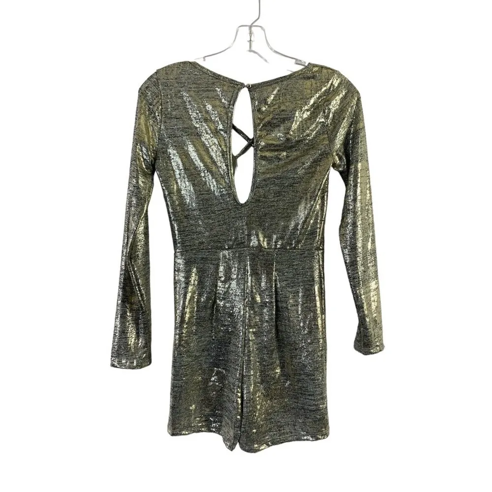 Charlotte Russe Women's Metallic Silver Romper - Image 2