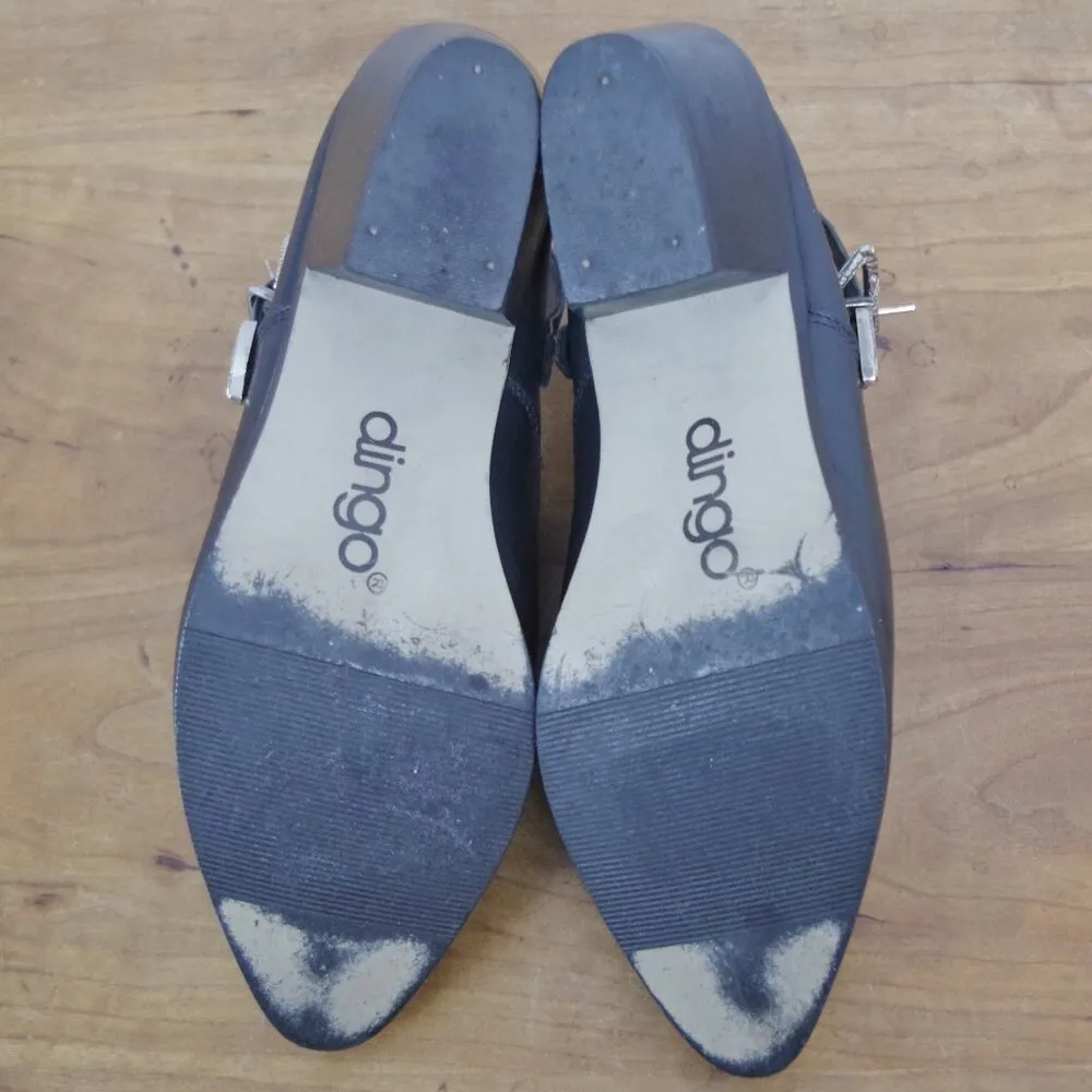 Vintage Dingo Slingback Western Black Leather Mules 6M - Image 5