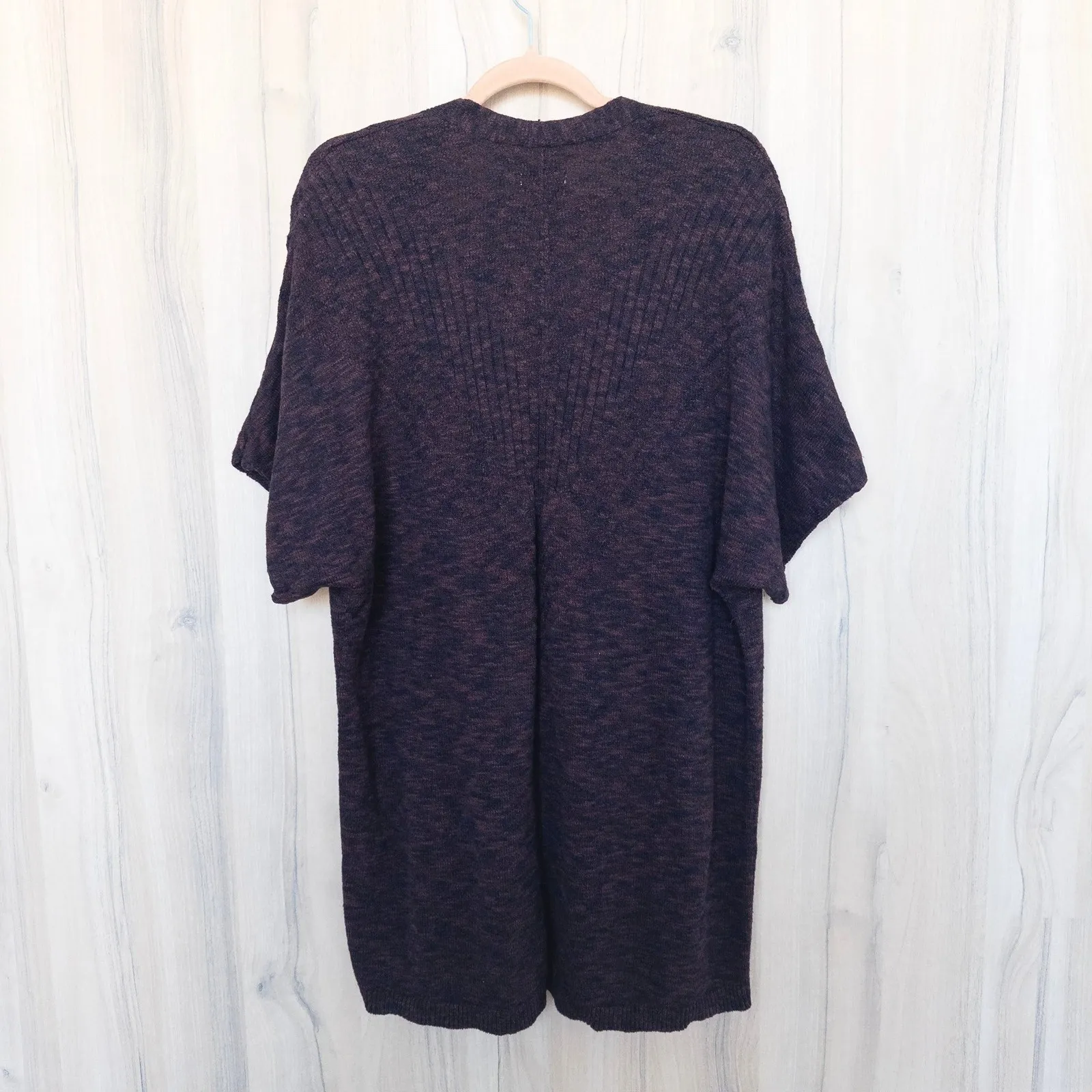 Wonderly Womens Cardigan Duster Short Sleeve Size 1X Burgundy Marled Cozy Layer - Image 6