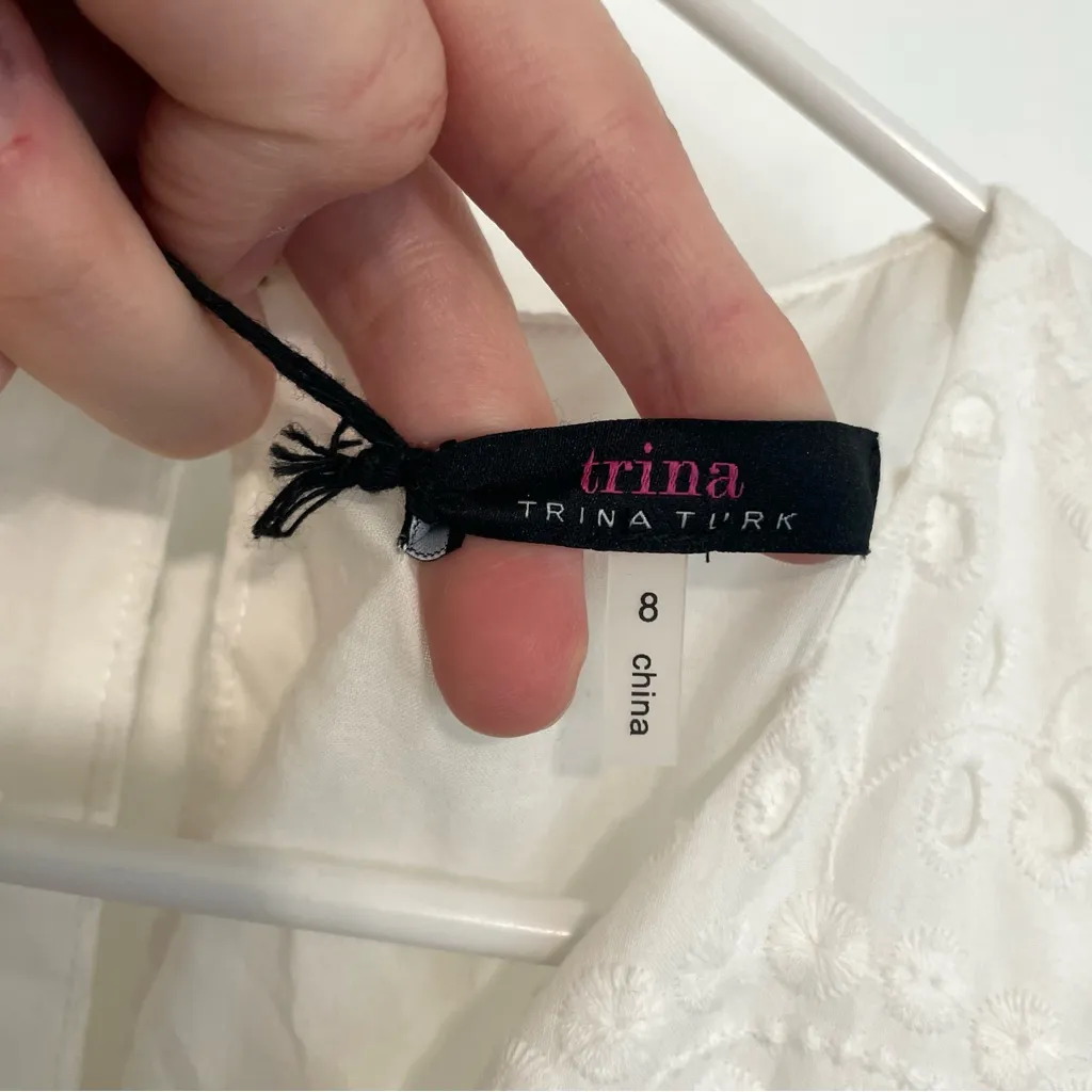 NEW NWT TRINA TRINA TURK Scallop Hem Eyelet Cropped Jumpsuit Cream Ivory ?? Boho - Image 6