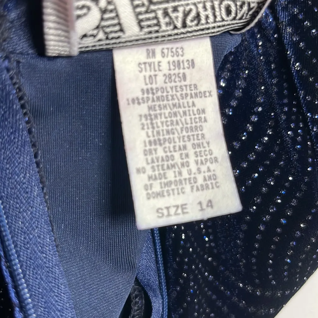 Vintage Navy Blue Velvet Evening Formal Dress Wedding Guest Mother of the Bride Size XL - Image 9