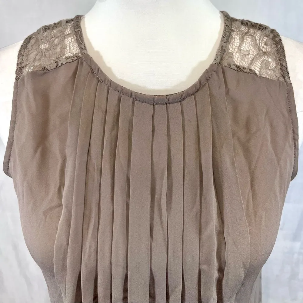 Mocha pleated lace detail top size XS - Image 2