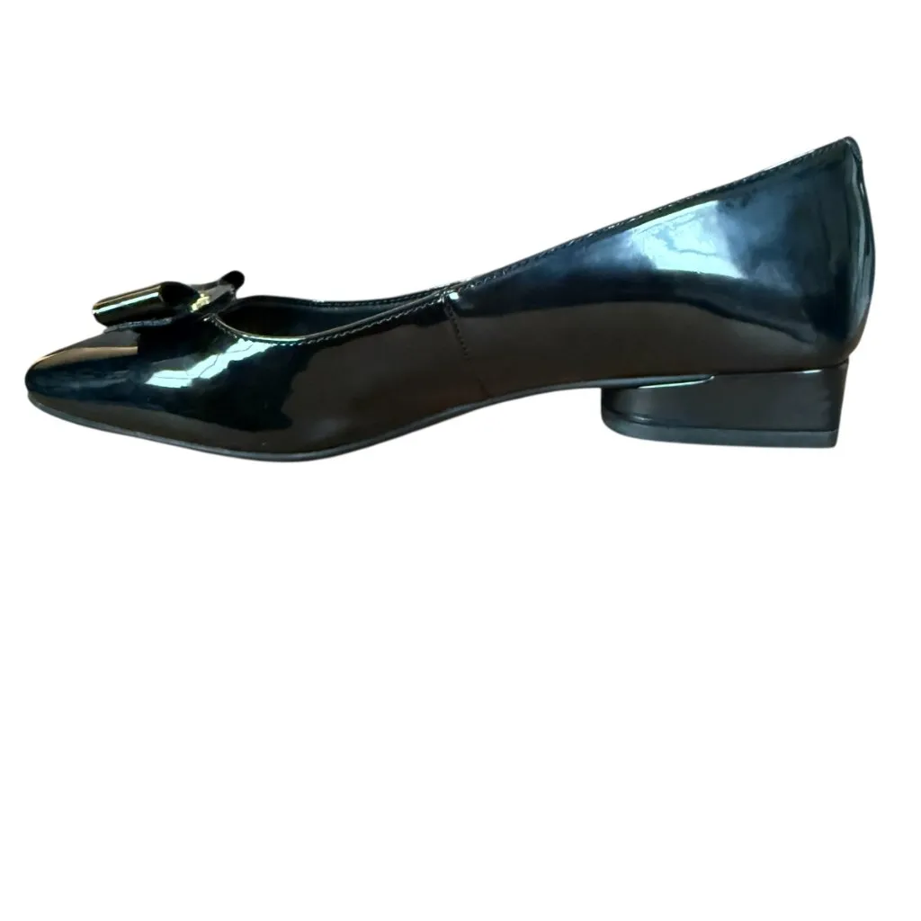 Anne Klein black patent leather dress pump with front bow women's size 6M - Image 3