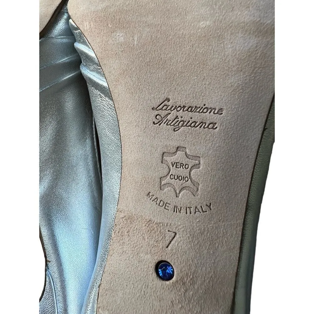 SOMETHING BLEU SILVER HEELS SIZE 7 - Image 9