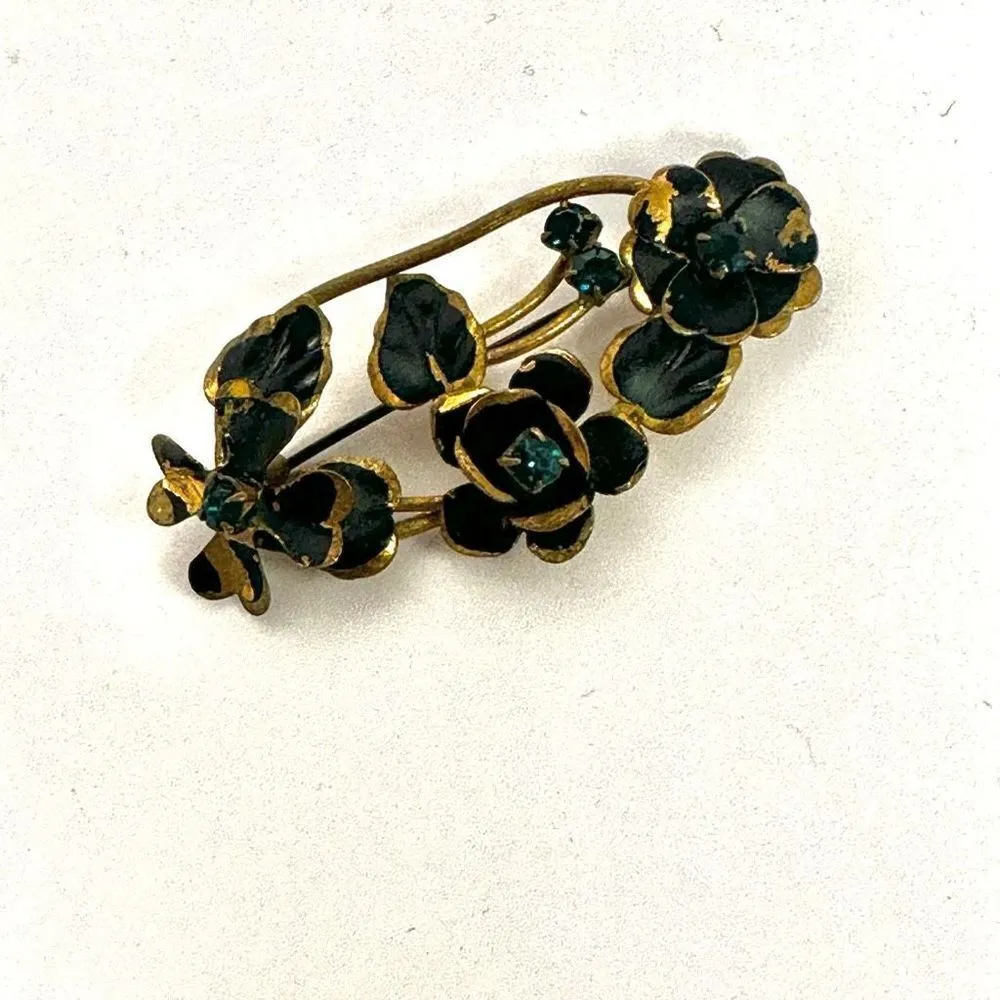 vintage Austrian floral enamel brooch - Image 8