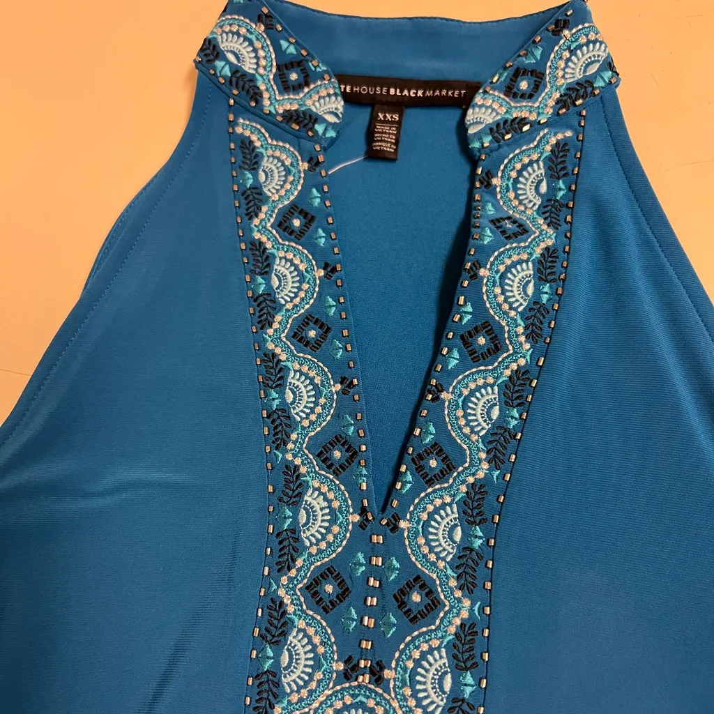 White House Black Market Blue Sleeveless Dress - Size  XXS - NWT - Image 3