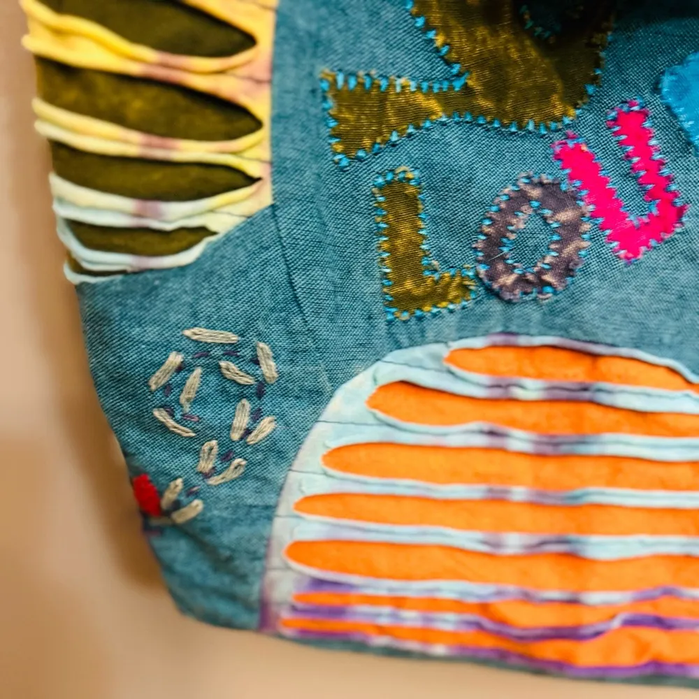 Flying High Boho Blue Multicolor Embellished Shoulder Crossbody Bag - Image 5