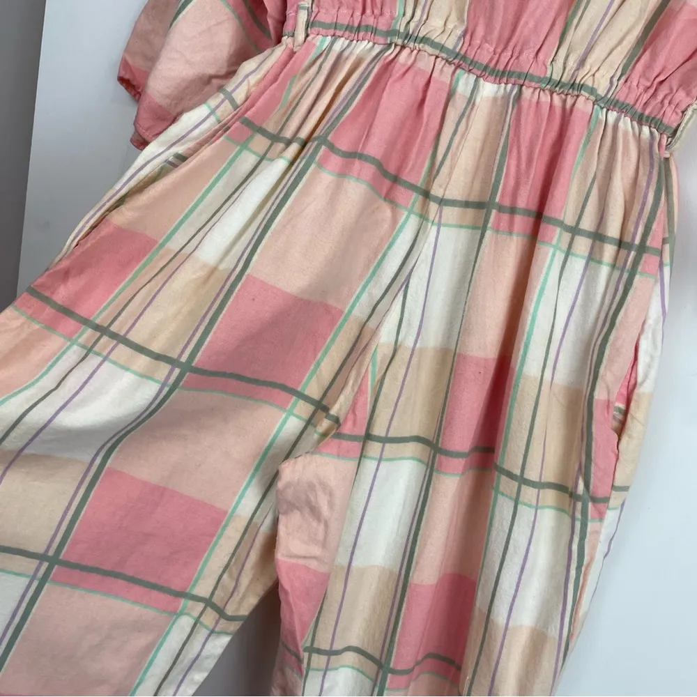 Vintage Plaid Jumpsuit Button Front Straight Leg Jumper Sz S/M - Image 11