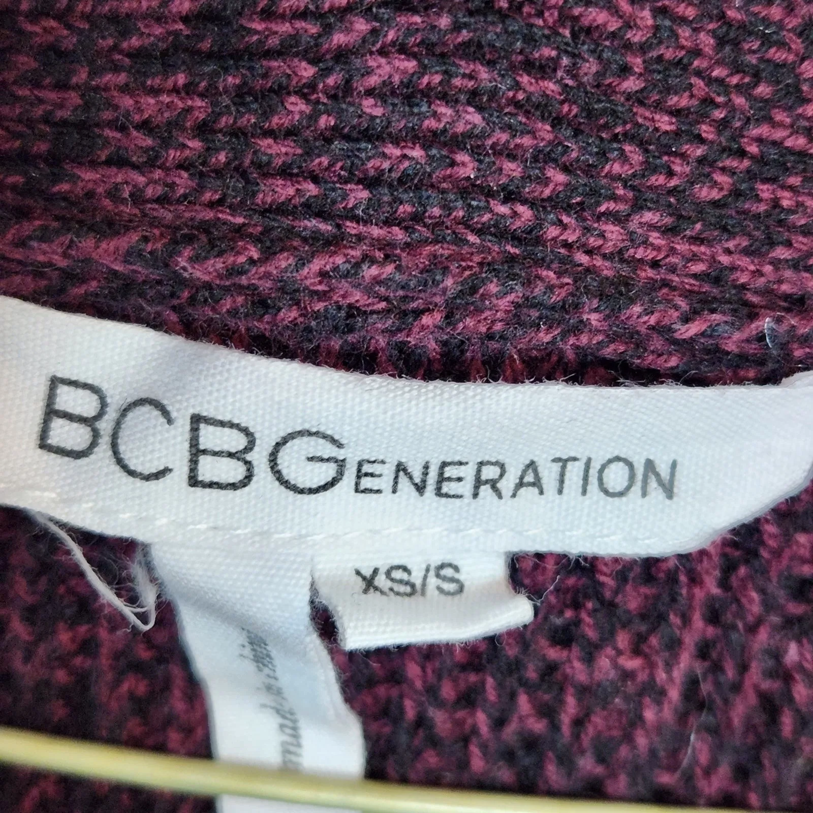 BCBGENERATION Woman’s Burgundy Zip Up Knit Classic Cardigan Sweater Size XS/S - Image 2