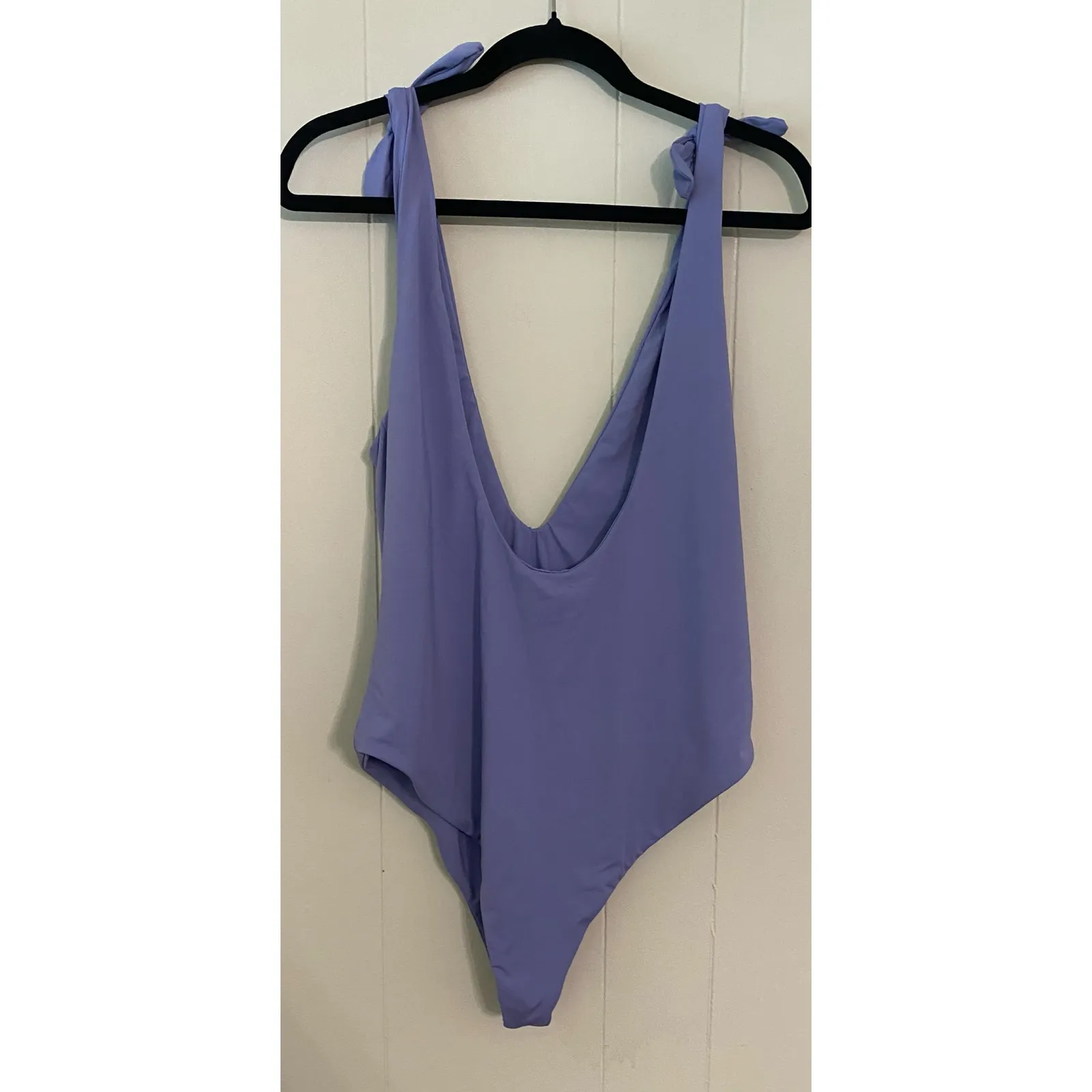 Dippin Daisy's‎ Periwinkle Lavender Plunge Tie Strap High Cut One Piece 1X Purple - Image 3